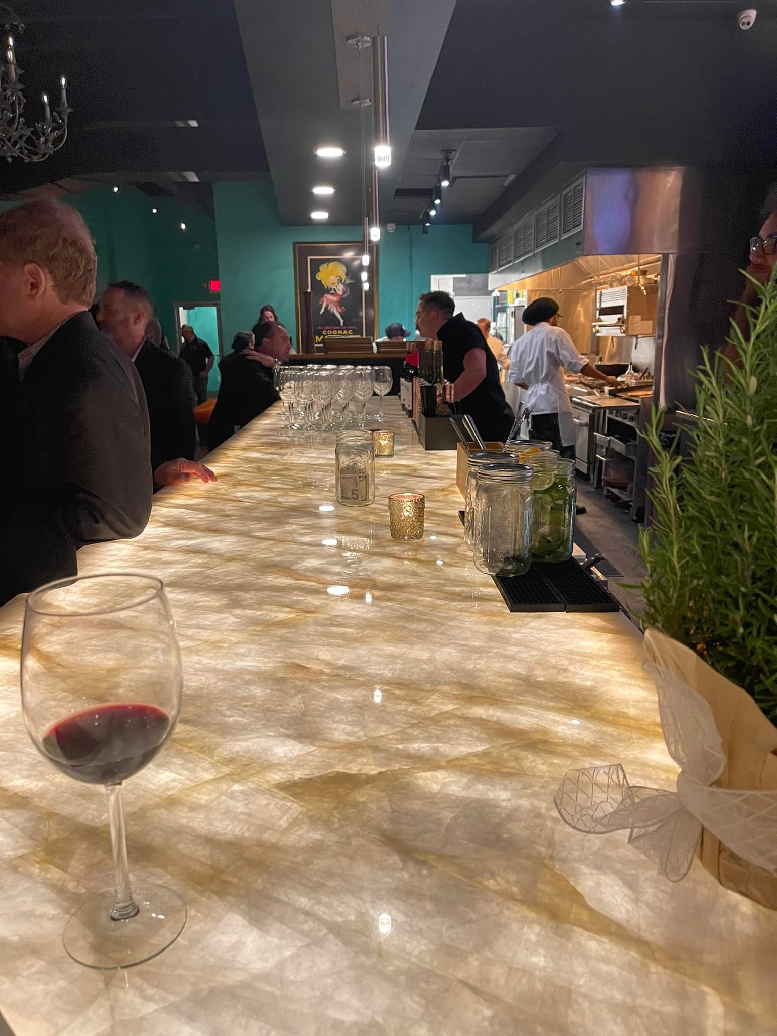 Elle Restaurant elegant bar with marble countertop and sophisticated atmosphere